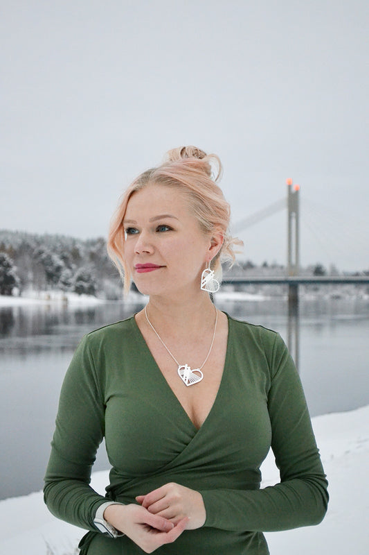 Rovaniemi LOVE - Jätkä-kaulakoru kiinteällä ketjulla hopea